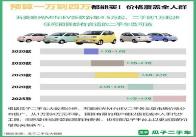 微型新能源车成“科技平权”代表 瓜子数据揭示宏光MINIEV二手车热度持续领跑